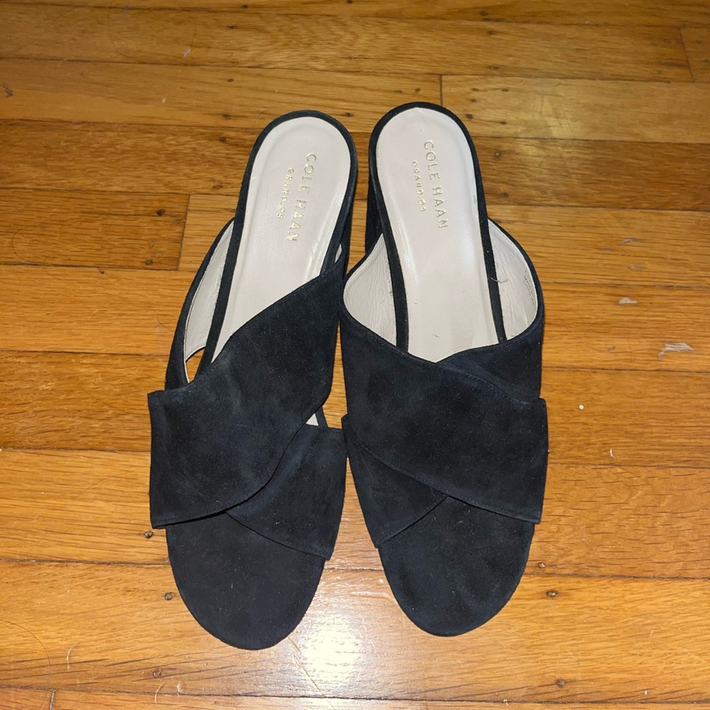 Cole haan black suede block heels